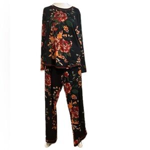 Prin story,  lounge set black with multi color flowers new with tags size l